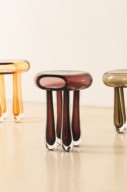 The Bulle side tables represent Lucas Recchia's first venture into blown glass, blending tradition with contemporary design. He collaborated with...