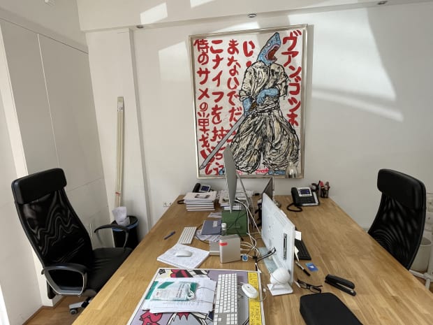 Lieuwe's Art on the wall at the office of our beloved customers Dave and Maria