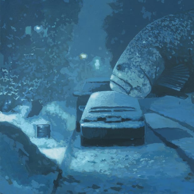 detail image of painting "Voices Carry" by artist Chris Austin