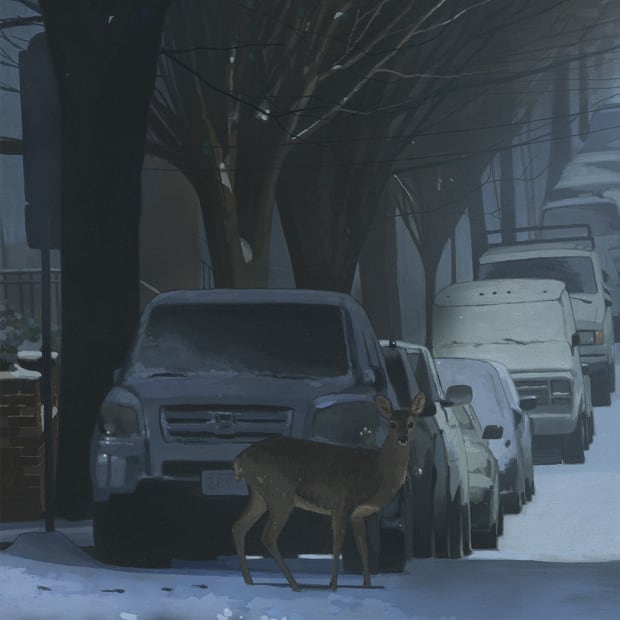 Detail image of Chris Austin's painting "Uninvited Frost"