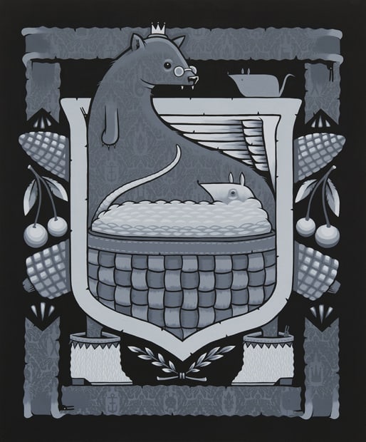 greyscale drawing of a rat and a weasel by Jeremy Fish