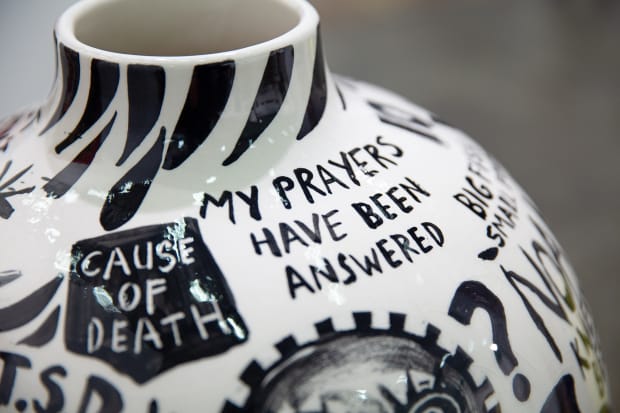 Andrew Mogridge: Absurdity and Subversion in Ceramics In contrast to Chamayou’s emotional intensity, Andrew Mogridge approaches the chaotic world with...