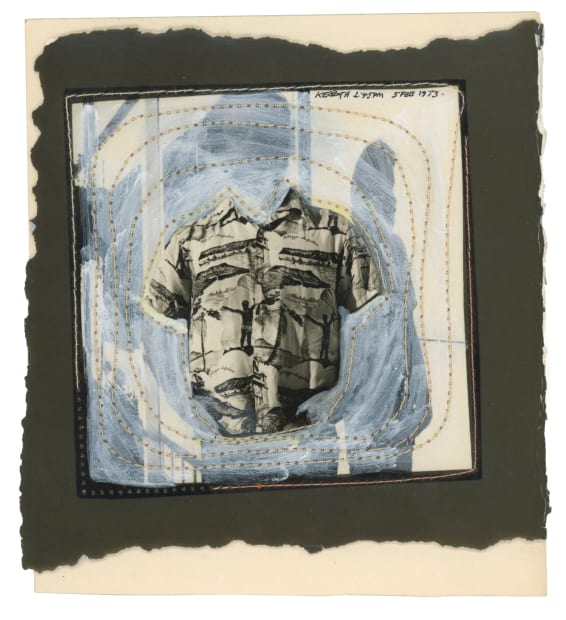 Keith Smith (b. 1938) Postcard: 2:45pm, 5 Feb, 1973, 1973 Gelatin silver print with acrylic paint and machine sewing Signed...