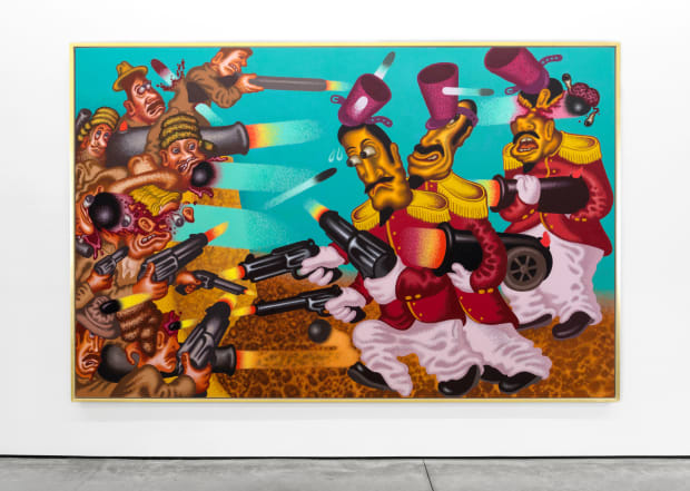 Return to the Alamo, 2017 Acrylic on canvas 198 x 305 cm Peter Saul’s 'Return to the Alamo', 2017 offers...