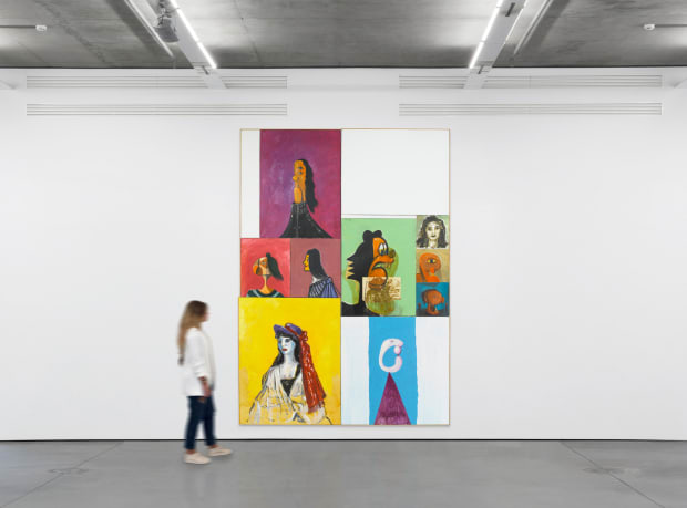 George Condo. Crazy Cat Combination, 1989–1990, Oil, paper and charcoal on canvas | 342.9 × 252.1 cm | 135 ×...