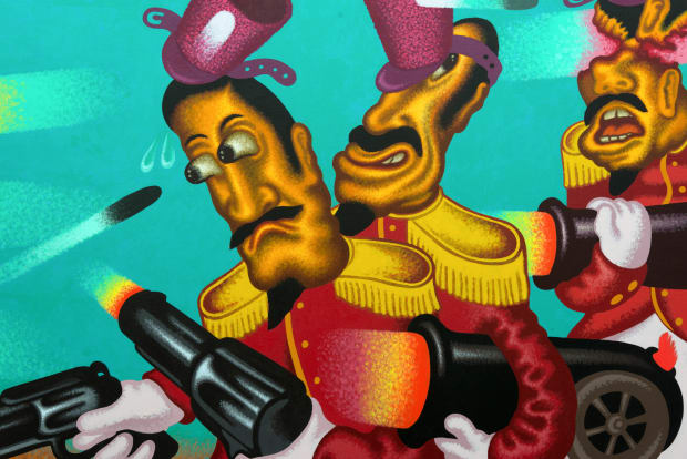 Return to the Alamo, 2017 Acrylic on canvas 198 x 305 cm Peter Saul’s 'Return to the Alamo', 2017 offers...