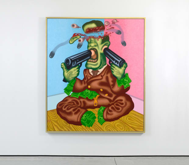 Wall Street Suicide, 2012 Acrylic on canvas 178 x 152 cm Saul's works, rambunctious and full of lush images and...