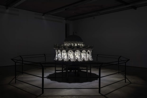 All Things Fall A prime example is All Things Fall (2014), a monumental kinetic installation created for the Galleria Borghese...