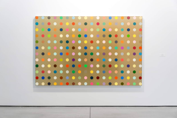 Hirst’s Spot Paintings, begun in the mid-1980s, have been among his most debated series. Tetrachloroauric acid (2008) consists of carefully...