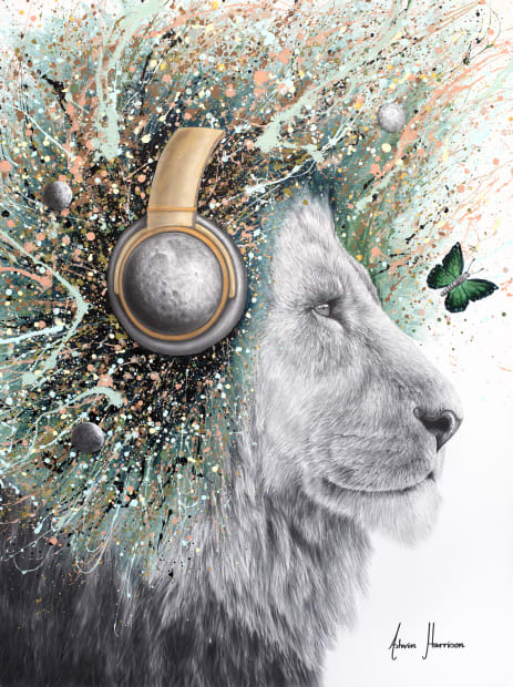 Lunar Lion (Hand Embellished Giclée),, $ 2,000.00