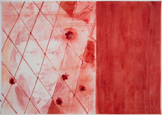 Uwe Wittwer Die Mission (The Mission), 2023 Watercolour on paper 36 x 51 cm (14 ⅛ x 20 ⅛ in.)...