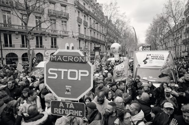 Social movement against the pension reform in France in 2023.,