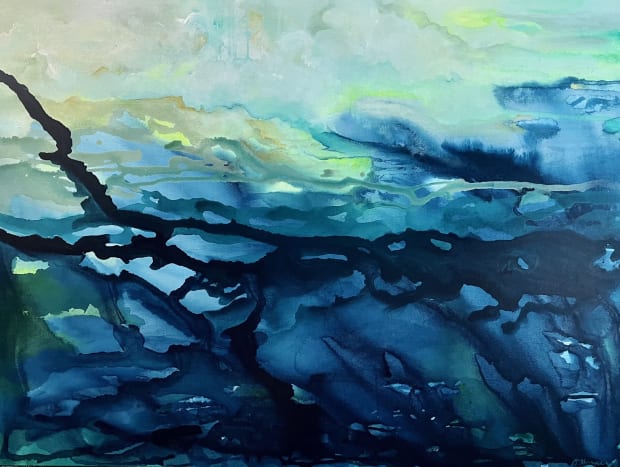 Harper is pushing to explore the use of broad abstract brushstrokes to investigate life and emotion in a strong layered...