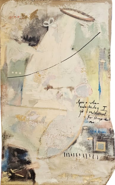 Q: Your artworks are segmented with geometric lines, which you said indicate your thought processes. Can you explain why you...