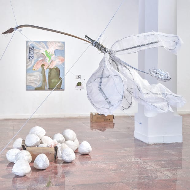 Installation shot from the duo exhibition Landscape is a Verb by Amanda Lydért & Frederik Nystrup-Larsen shown at Servando Gallery, Havana