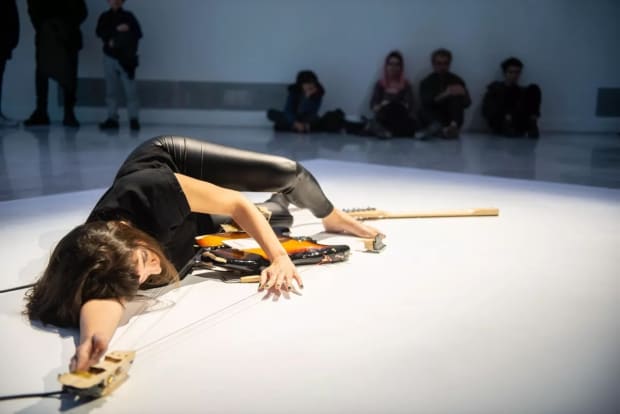 Naama Tsabar's Smashed Guitar Sculptures Invite Intimate Encounters