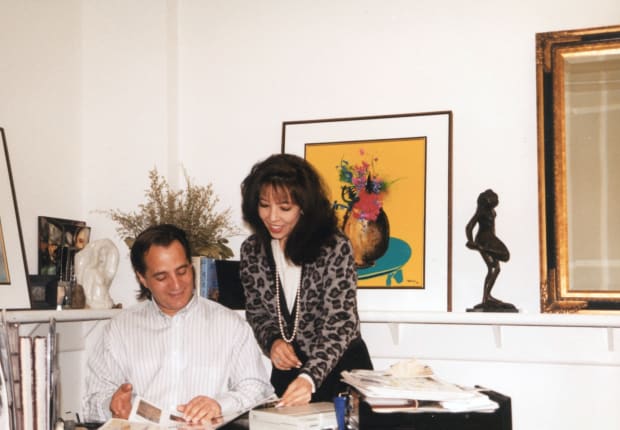 Co-founders James Cavello and Maragrite Almeida in the gallery office, circa 1990s