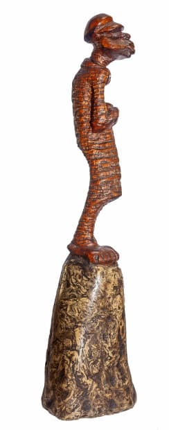 Lucas Sithole 1931–1994 Lazy watchman (Night watchman) (LS8006), 1980 Rhodesian teak on a liquid steel base signed and dated on...