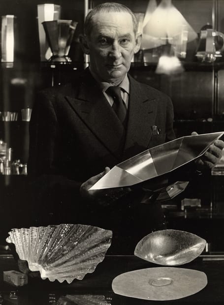 Wiwen Nilsson and the four stages of the creation of the octagonal bowl from a flat silver sheet to the final design.