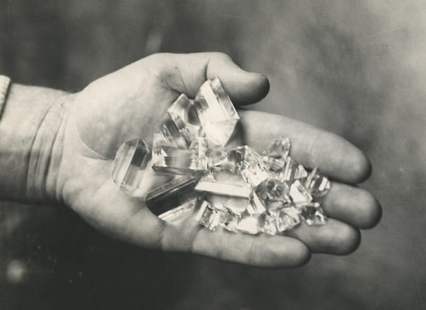 Wiwen Nilsson holding rock crystals.