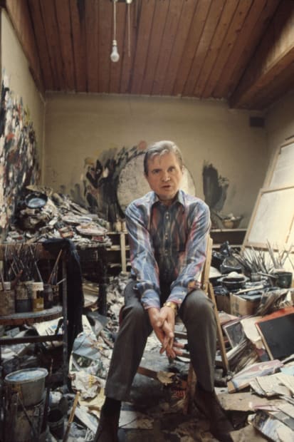 Francis Bacon in his studio in London in 1974.