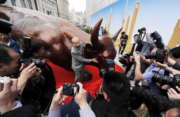Back to: HOME PAGE The Shanghai Bull is one of Arturo Di Modica&rsquo;s final monumental public sculptures and an important...