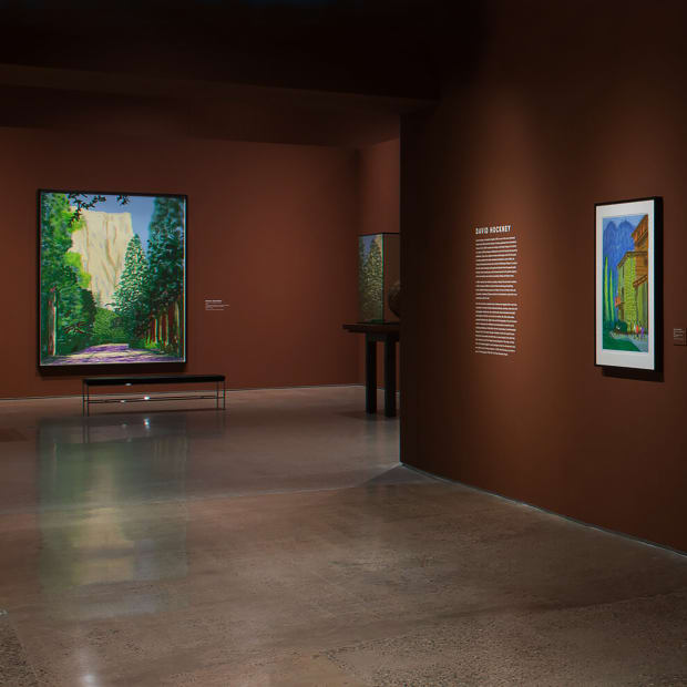 Installation view of David Hockney's Yosemite Suite
