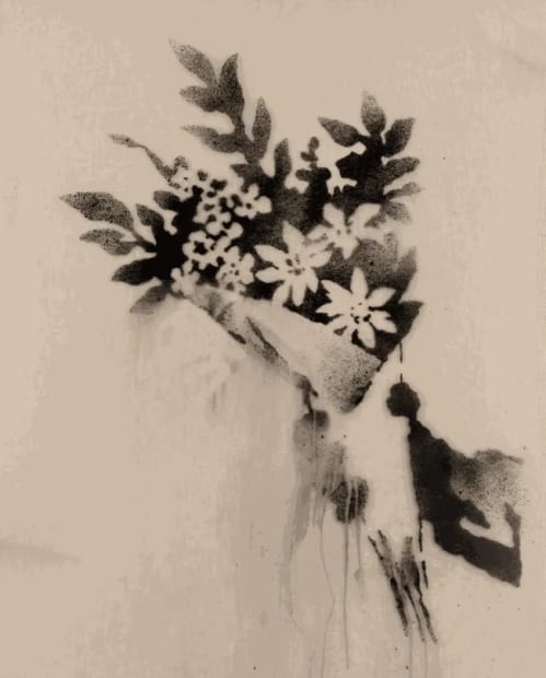 Banksy Bunch of Flowers 2020 street art stencil