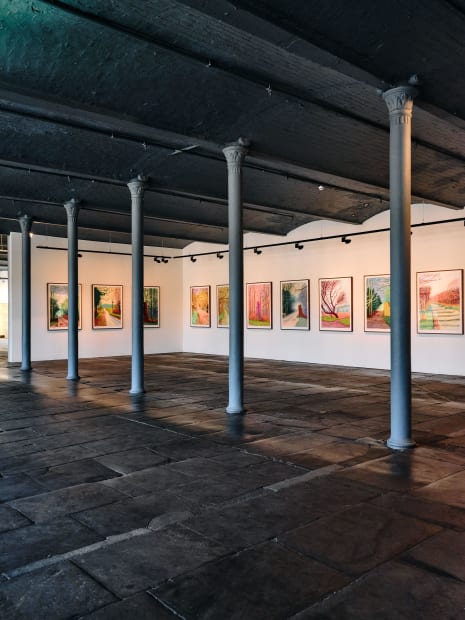 David Hockney's Arrival of Spring displayed at Salts Mill in Yorkshire