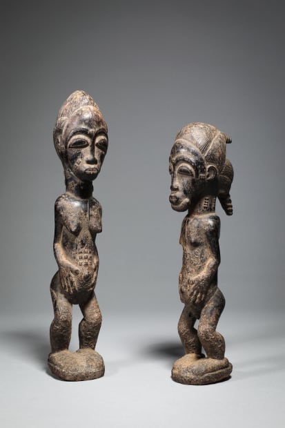 Couple asiè usu Baoule Côte d’Ivoire 32,5 cm et 28,5 cm Provenance: Collection française