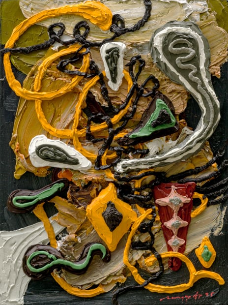 Tra sovrapposizioni di colori vividi e linee irregolari, affiorano talvolta forme riconoscibili, riferimenti alla pittura figurativa e di paesaggio, spesso...