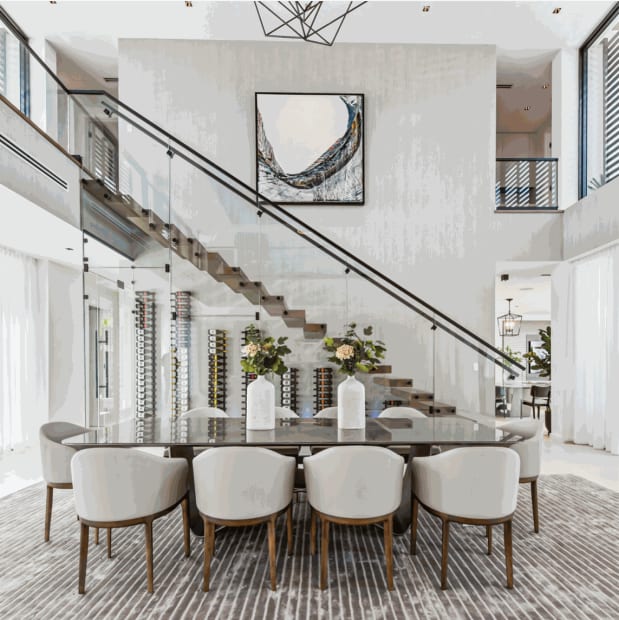 Interior of luxury home that art gallery Carousel Fine Art assisted interior designers with fine art services.