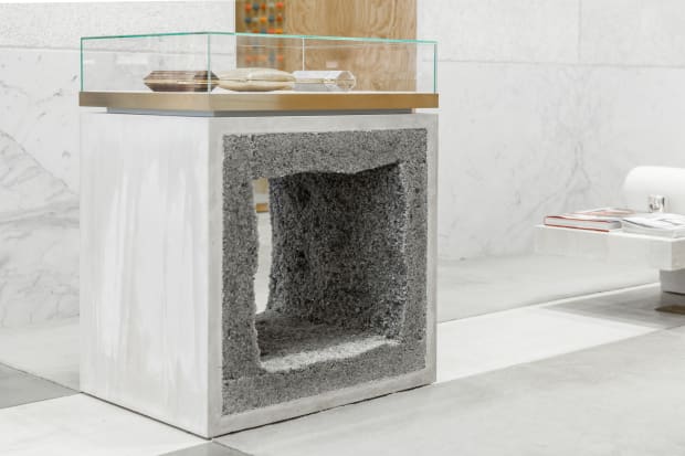 STELLA MCCARTNEY / PALO ALTO Displayed at Stella McCartney in Palo Alto, Mastrangelo's consoles and sofa are designed to integrate...