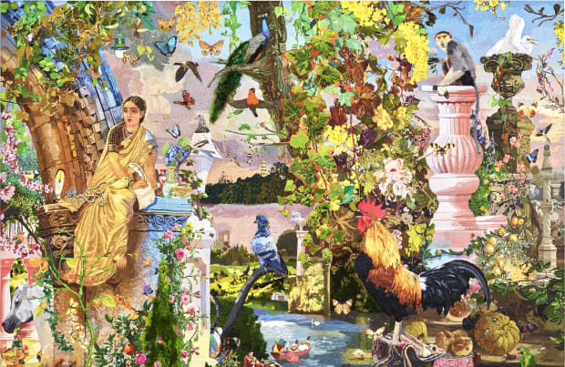 Ranbir Kaleka The Blank Letter, 2024 W 5 ft x H 3 ft Hand Embroidery on Cotton Poplin fabric