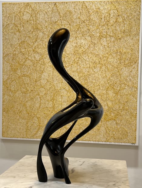 Tell The Truth bronze sculpture on white Gioia Marble base by Driaan Claassen