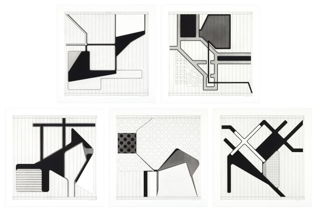 Jacob Hashimoto's Lemmata series, 5 etchings