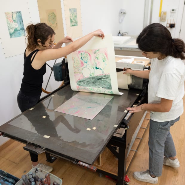 Chitra Ganesh Durham Press Wolf Watcher's Dream Monoprint Monotype