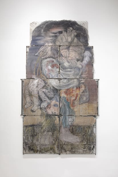 Movimientos de la tierra, 2024 Setting of concrete, pigments and graphite on metal structure. 210 x 120 cm 82 5/8...