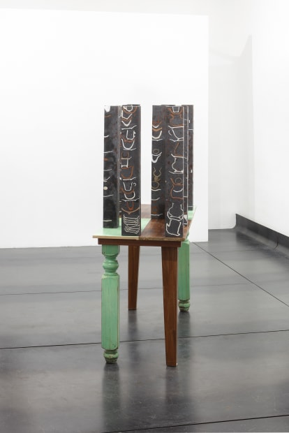 Javier Carro Temboury Café Transversal VI (Conjunto), 2025 Ceramic cups and dishes, coffee leftovers and tezontle stone, cast in concrete...