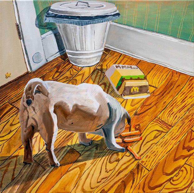 Pedro Trueba&rsquo;s Descuidando captures an everyday moment, as a mischievous pup sneaks a snack from the floor while in Gentle,...