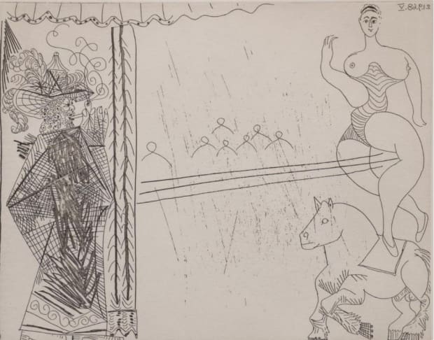 Pablo Picasso 'Braggart in his Sunday Best behind the Scenes of a Circus' (1968)