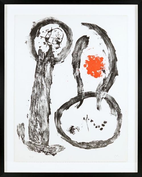 Two hand-monogrammed lithographs from Miró's acclaimed 1961 portfolio 'Album 19' will also be on display. Featuring classic semi-abstract shapes, amoebic...