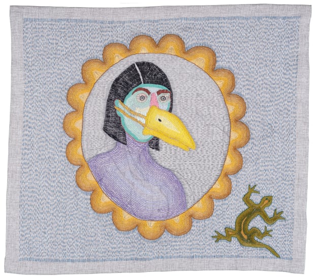 Pata Doméstica, 2021, Hand embroidery with cotton threads on linen, 62 x 70 cm