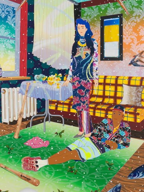 This painting by Tomokazu Matsuyama offers a prime example of the artists interest in dichotomies between nature and the indoors,...