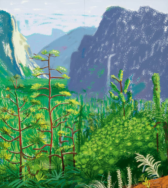 The famous granite cliffs El Capitan, Bridalveil Fall and Half Dome and giant sequoia groves of the iconic Tunnel View...