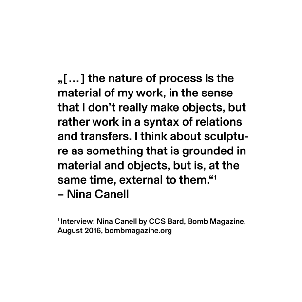 Swedish artist Nina Canell (*1979 in Vaxjö, SE) explores the potential of hidden objects and materials meant for the useage...