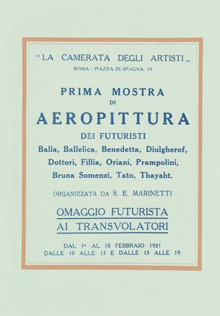 In order to launch the new aeropictorial currents, Marinetti devised a series of three exhibitions in 1931, all closely linked...
