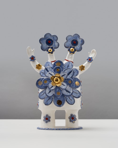 Vipoo Srivilasa Floravita, the Nurturer of Abundant Growth, 2024 clay, glaze, gold lustre & mixed media 33 x 24 x...