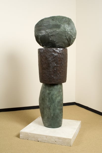 William Turnbull: Lama, 1961 , bronze and rosewood, height 61 inches / 154.9 cm, unique