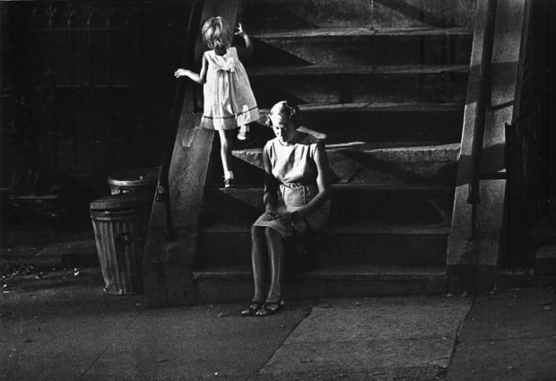 Charles Harbutt, Woman and Child on Steps, Brooklyn Heights, 1962/Printed Later